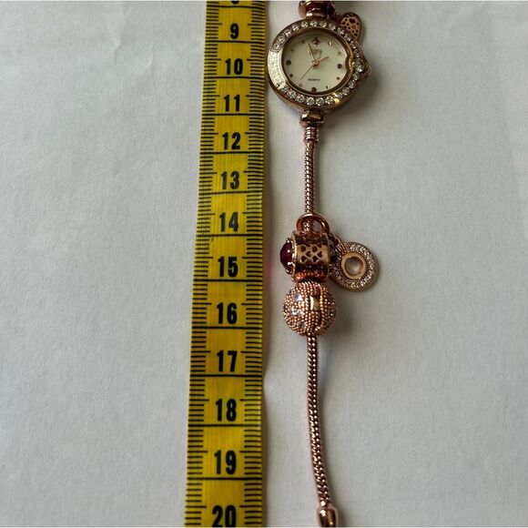 Women’s ruby bracelet watch with crystal beaded rose gold NEW - Picture 5 of 6
